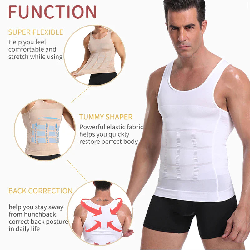 Slim and Lift Men's Body Shaper Vest with Firming Panels - 2024