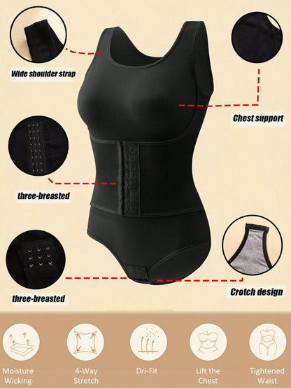 COZY ATTIRE  WOMEN'S ONE PIECE SHAPWEAR DOUBLE-LAYER ABDOMEN CONTROL